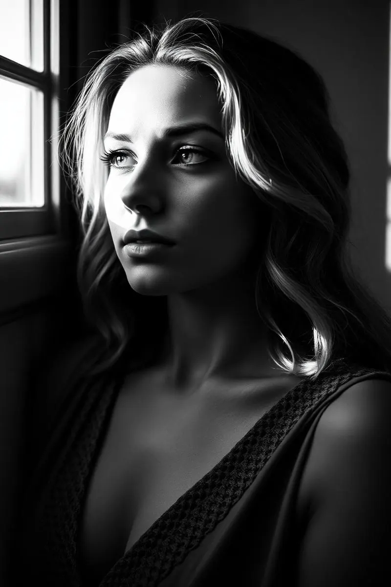 Portrait femme noir et blanc — studio Lille